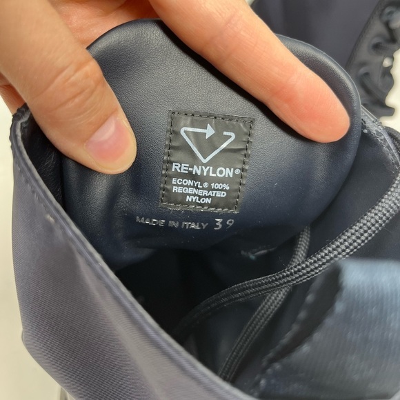 Prada Brushed Leather Monolith Re-Nylon Navy Combat Boot Triangle Logo size 39 - Picture 5 of 14
